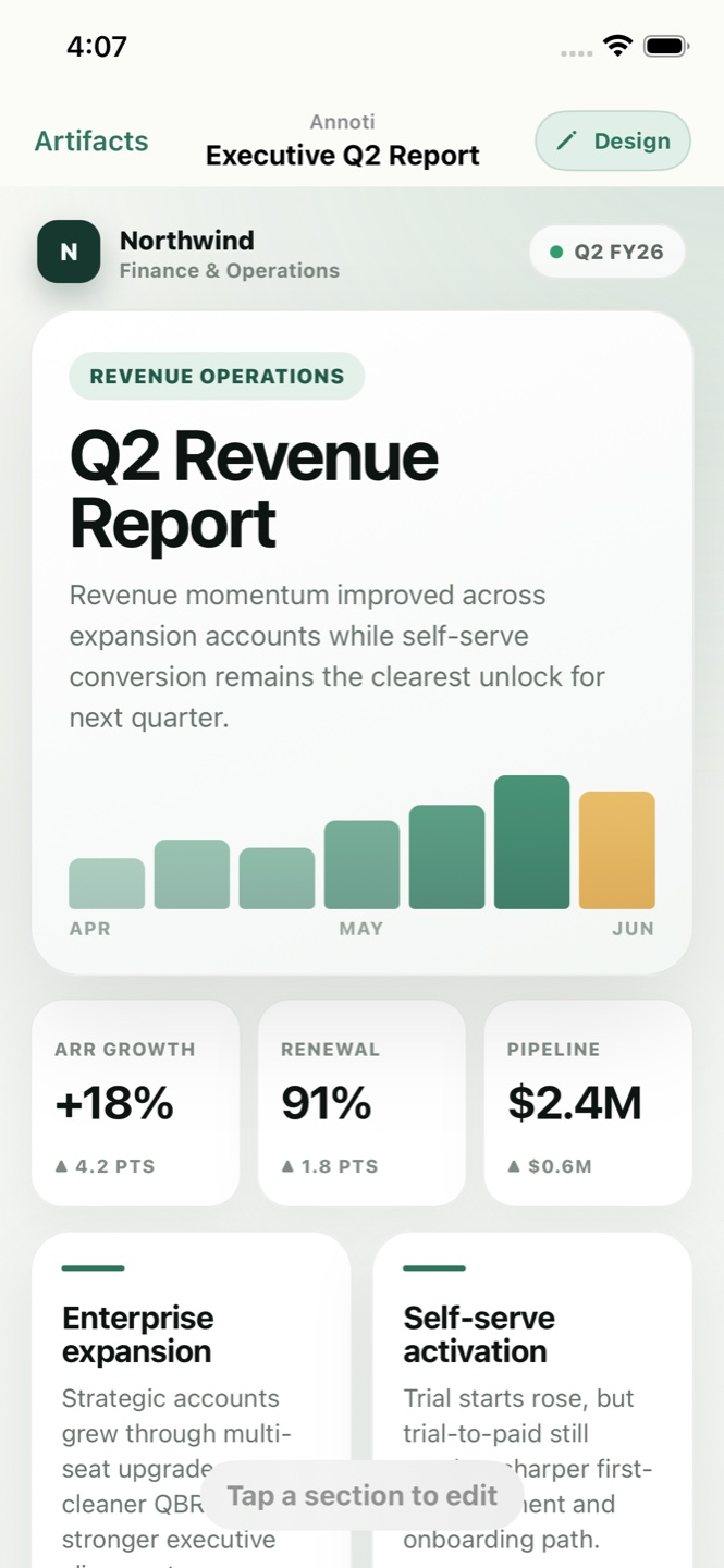 Imported report rendered in the Annoti editor